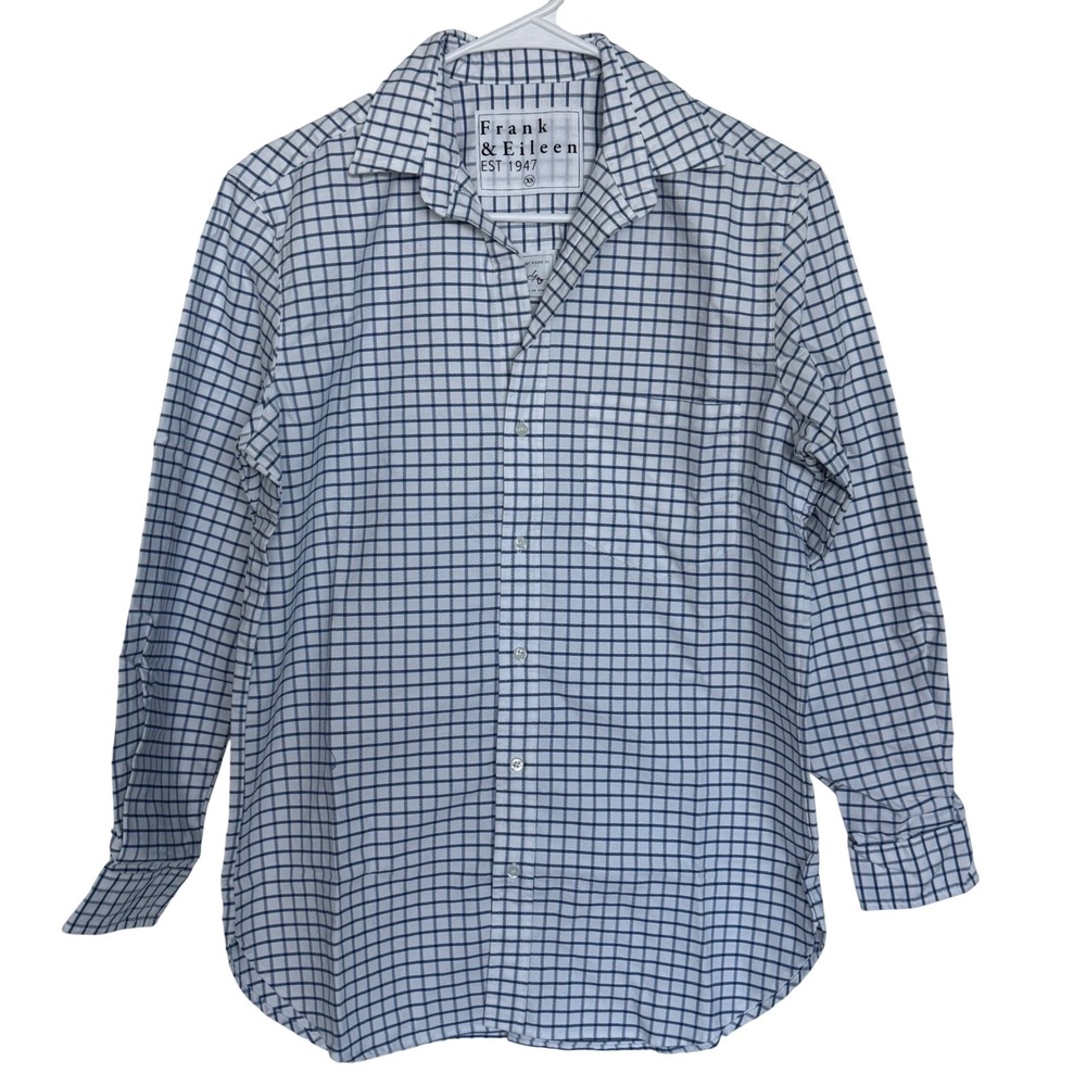 Frank and Eileen Joedy Blue White Gingham Check Cotton Button Up Shirt XS
